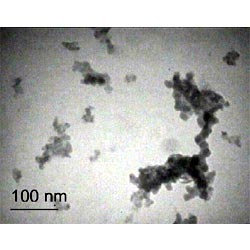 TEM-pictures of agglomerate fragments (source Pohl, M., Schubert, H.: Dispersion and deagglomeration of nanoparticles in aqueous solutions, in Partec 2004)