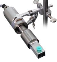 (Click for larger view!) Homogenizer UIS250v for the mixing, homogenizing, emulsifying, dispersing, disintegration, and degassing of liquids in small vials.