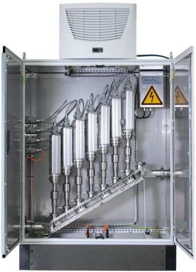 Homogeizer ultrasonik dipasang sebagai cluster 7x UIP1000hdT (7x 1kW)