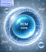 PCM yadrosi bo'lgan nanokapsulalangan PCMlar va yadro qobig'i zarralari zond tipidagi sonikatörlar yordamida sonokimyoviy usul orqali tayyorlanadi.