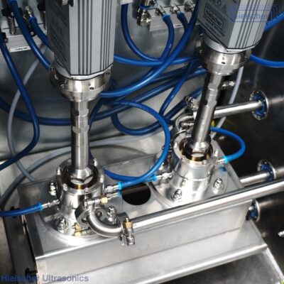 Jacketed, pressurizable ultrasonic flow cell reactors for mano-thermo-sonication