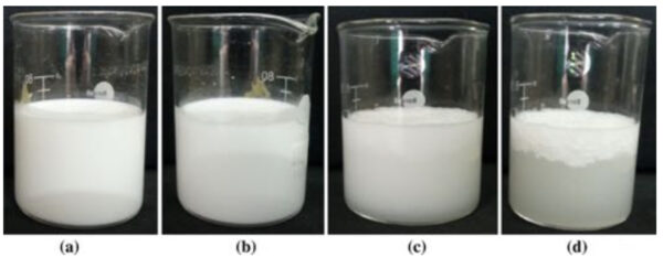 The ultrasonically prepared emulsion with 10 mg/ml of surfactant has intrinsic stability (assessed by storing the emulsion at room temperature and then observing it for any phase separation or creaming) of more than 3 months while the emulsion prepared by emulsion inversion point method gets separated/creamed within 30 min. of storage at room temperature.