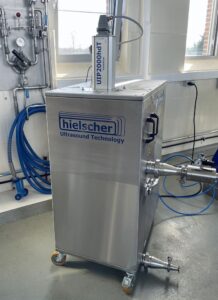 Inline sonicator UIP2000hdT for industrial emulsification of stable wax-water emulsions