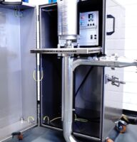 Hielscher industrial sonicator for inline processing of spent catalysts: Ultrasonic cavitation regenerates and refreshes spent catalysts by removing passivating layers, renewing particle modifications and reactivating and enlarging catalyst surfaces.