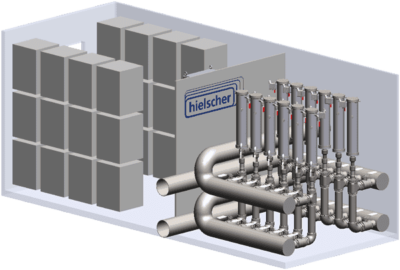 Containerized high power ultrasound system for heavy duty applications such as pigment milling, extraction and leaching. (Click to enlarge!)